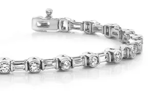 Half Bezel And Channel Set Diamond Bracelet with 2.08 ct.(finished) 2.7x1.4mm, 2mm
