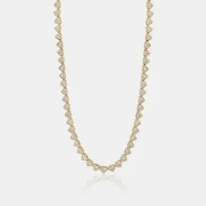 Half Way Bezel-Set Heart Shape Diamond Tennis Necklace