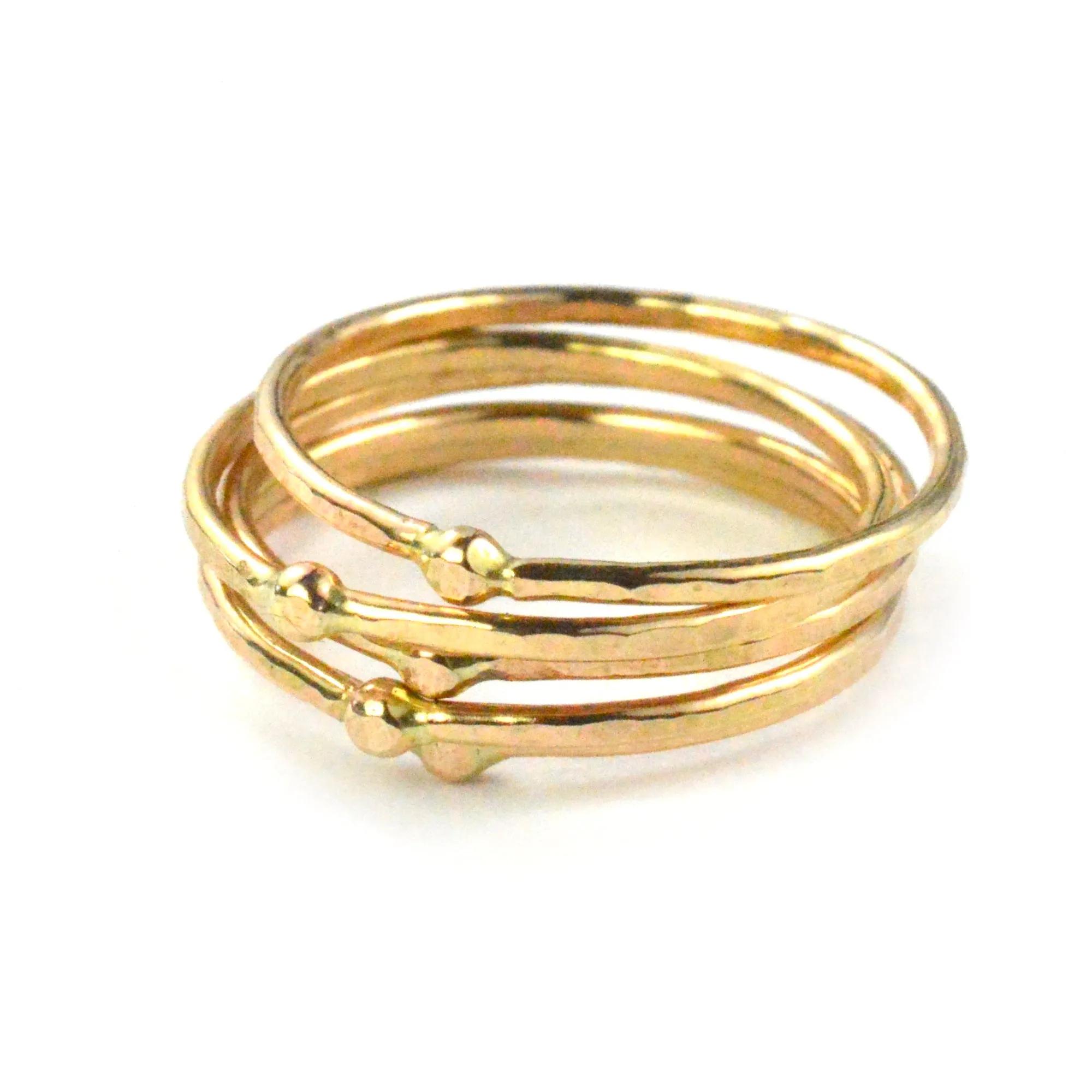 Hammered Bead Stacking Rings - Set of 5