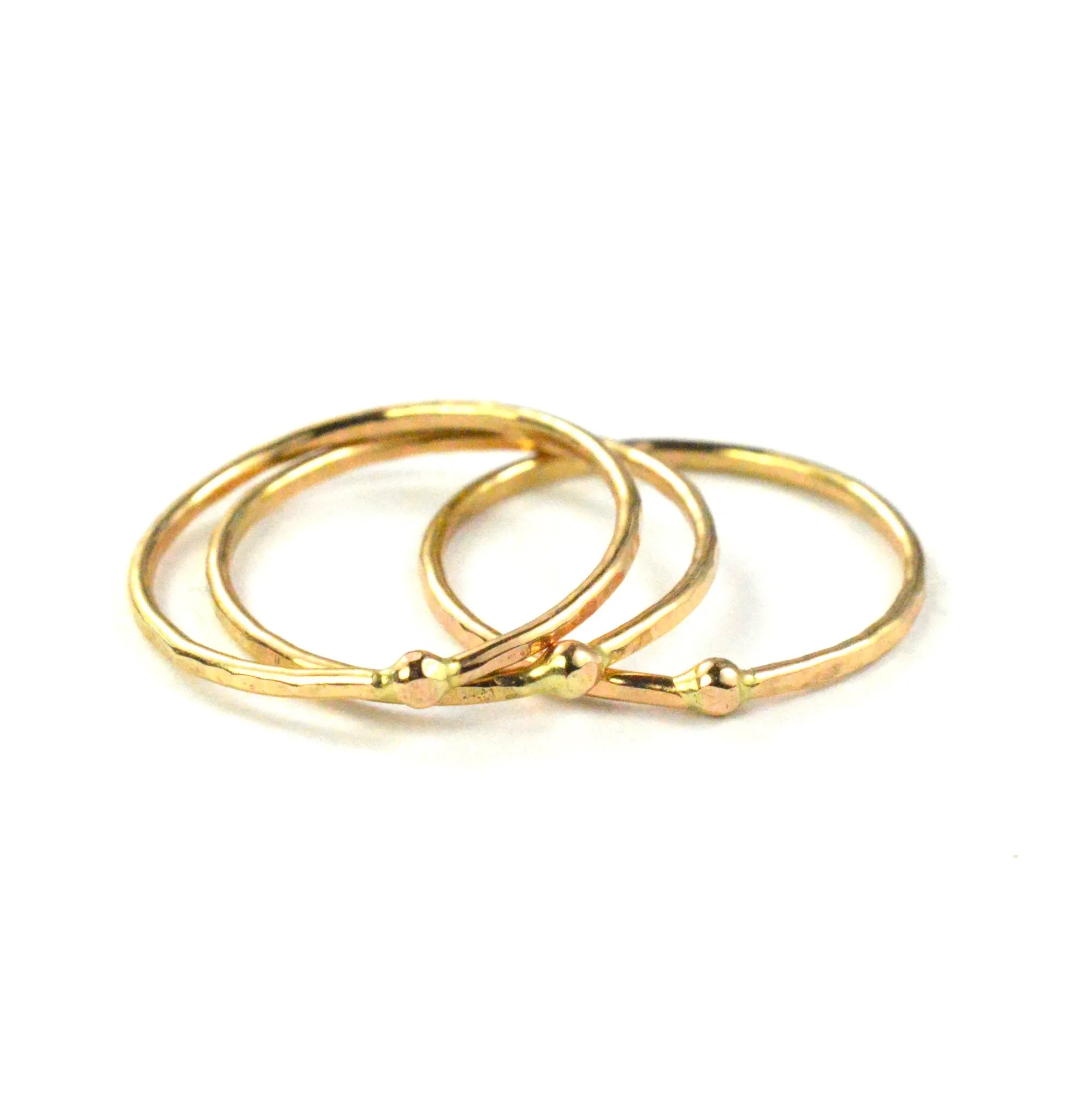 Hammered Bead Stacking Rings - Set of 5
