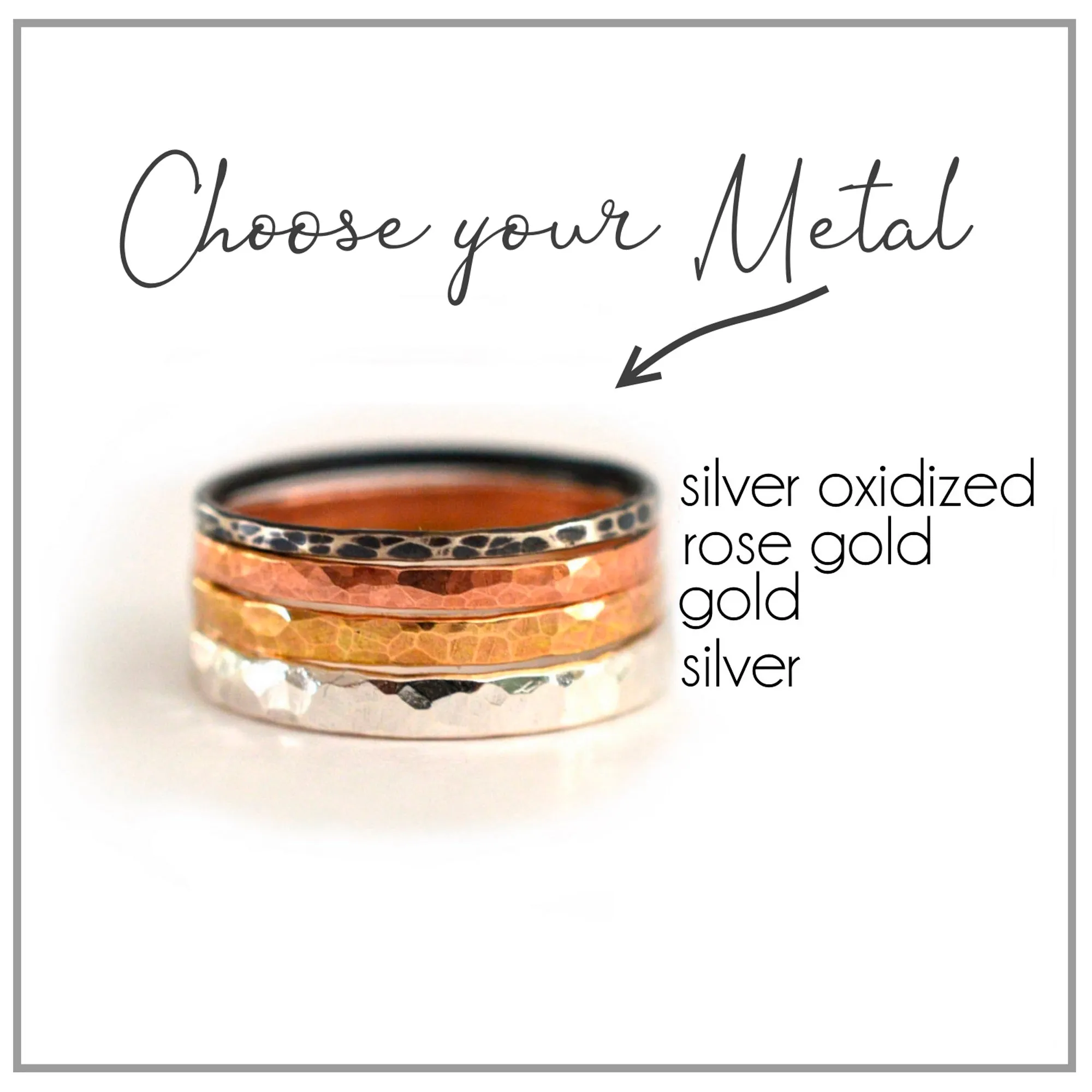 Hammered Bead Stacking Rings - Set of 5