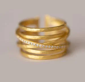 Hammered Gold Wire Band