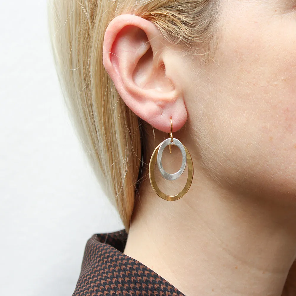 Hammered Oval Rings Wire Earrings