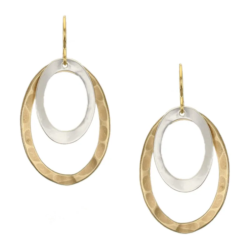 Hammered Oval Rings Wire Earrings