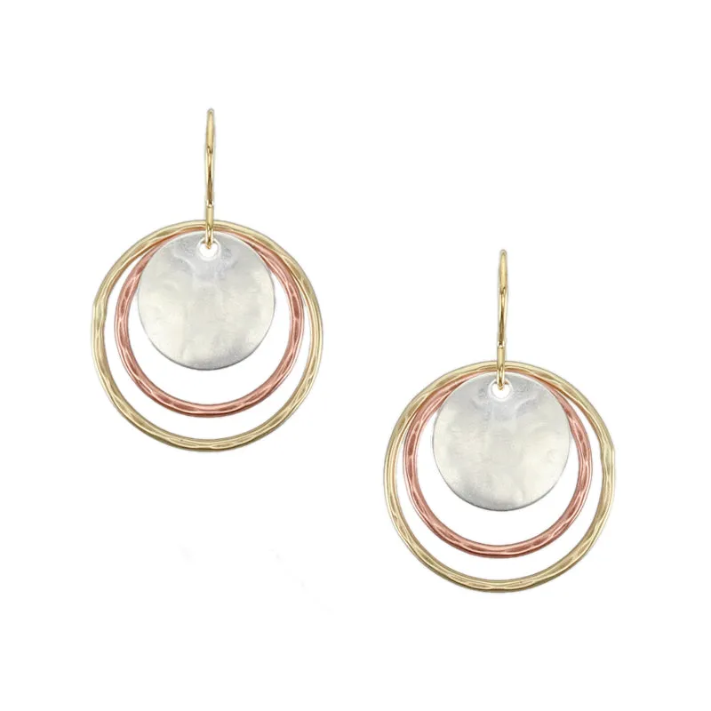 Hammered Rings and Disc Wire Earring