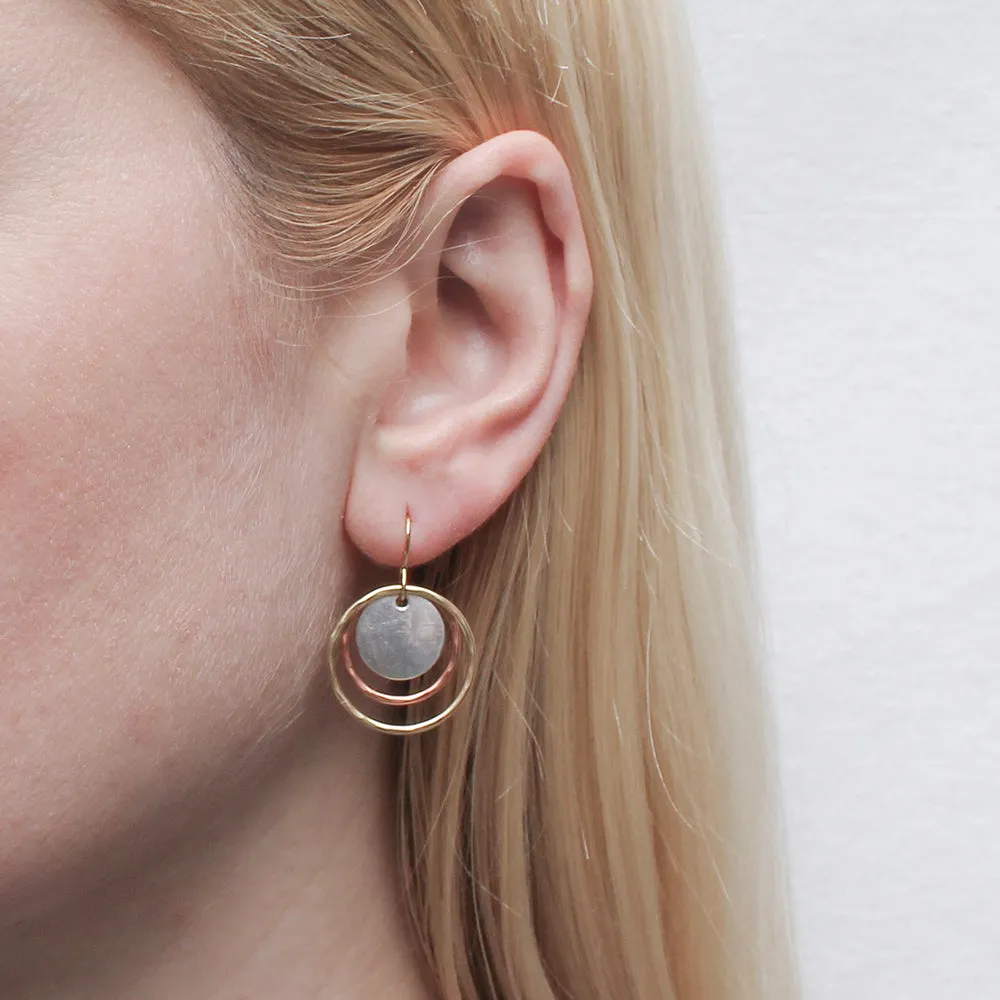 Hammered Rings and Disc Wire Earring
