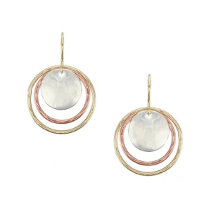 Hammered Rings and Disc Wire Earring