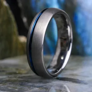 Hammered Silver / Blue Stripe - 6mm