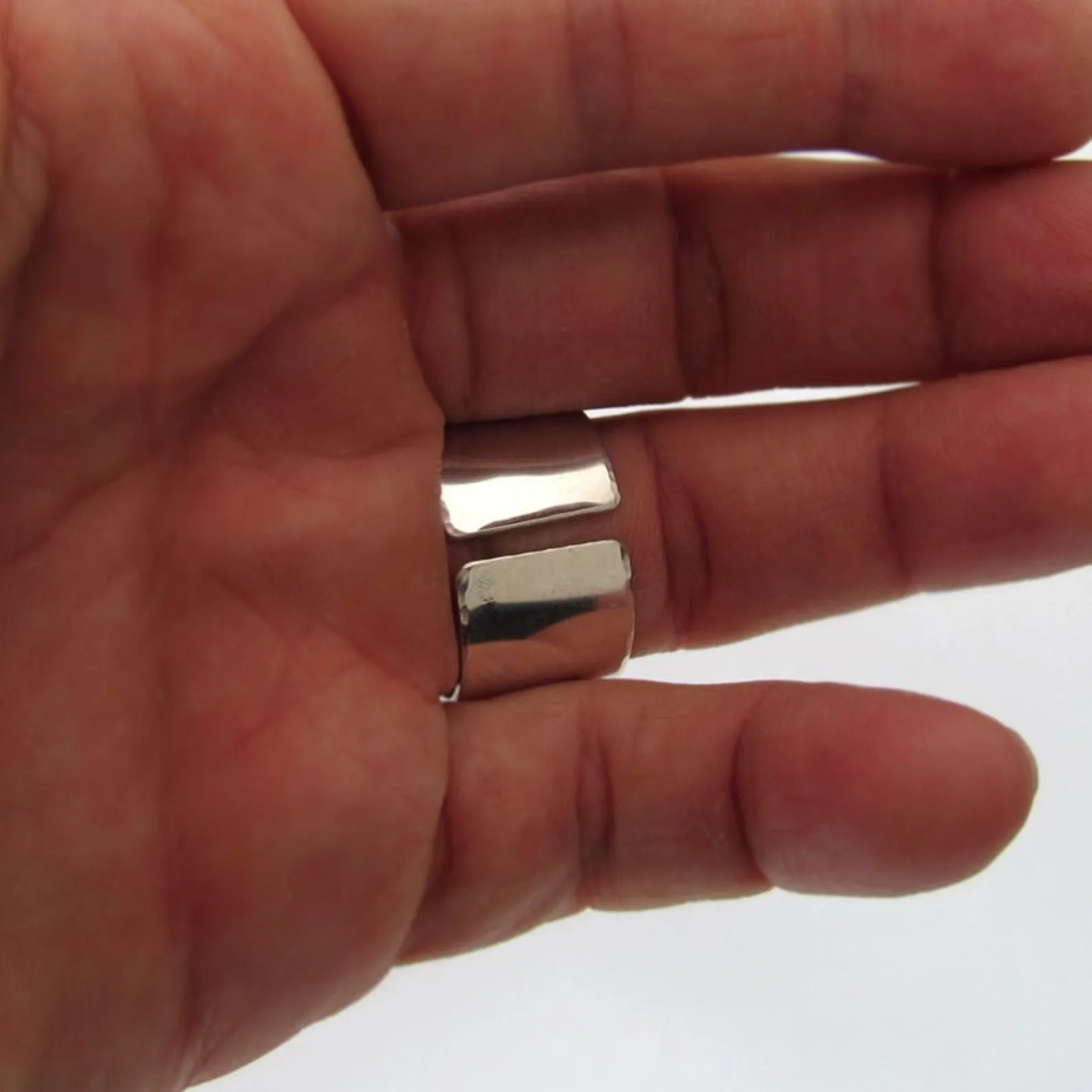 Hammered Silver Ring for Men - Sterling silver Wide band