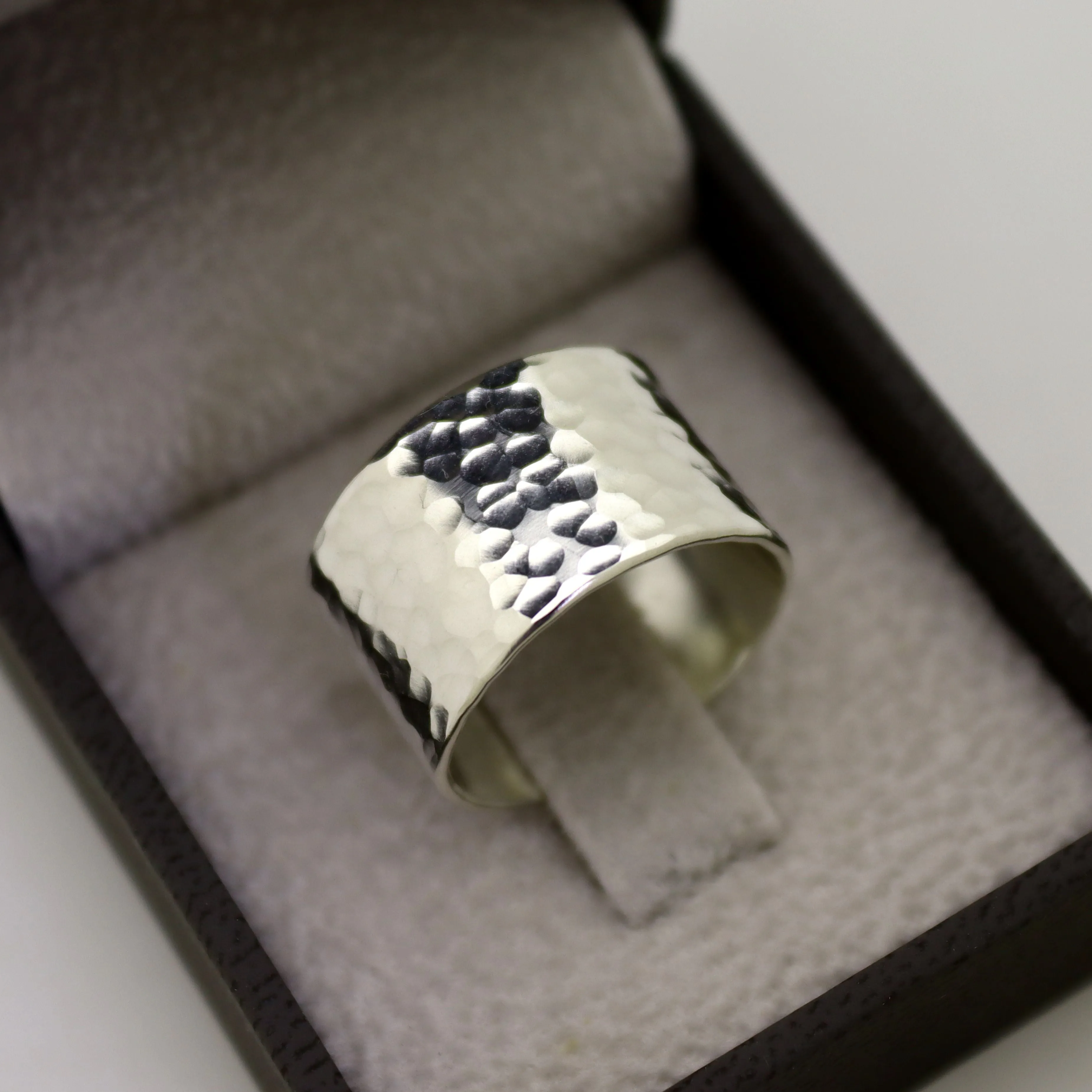 Hammered Silver Ring for Men - Sterling silver Wide band