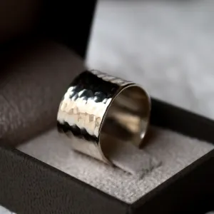 Hammered Silver Ring for Men - Sterling silver Wide band
