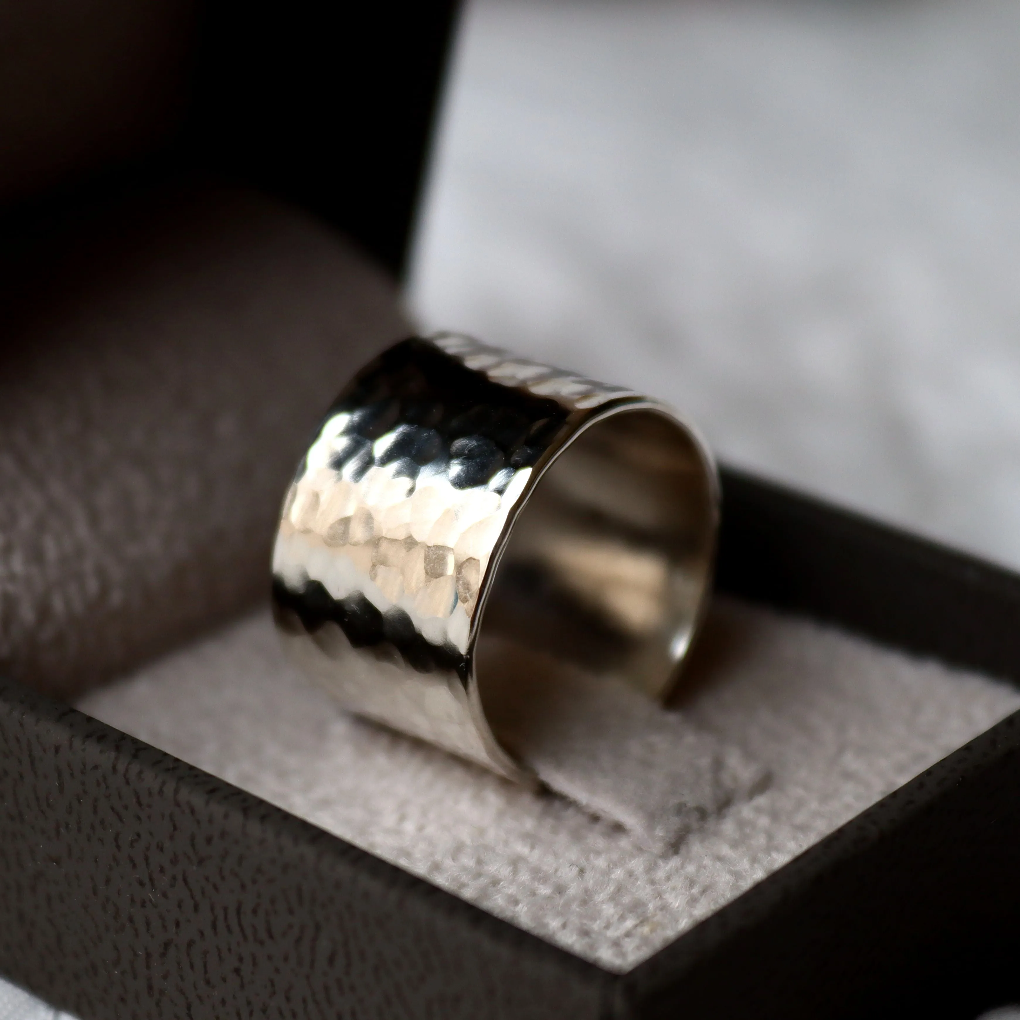 Hammered Silver Ring for Men - Sterling silver Wide band