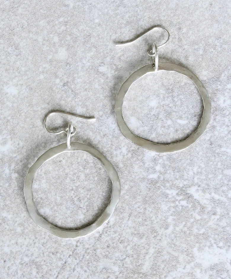 Hammered Sterling Silver Large Hoops with Sterling Silver Jump Rings & Earring Wires