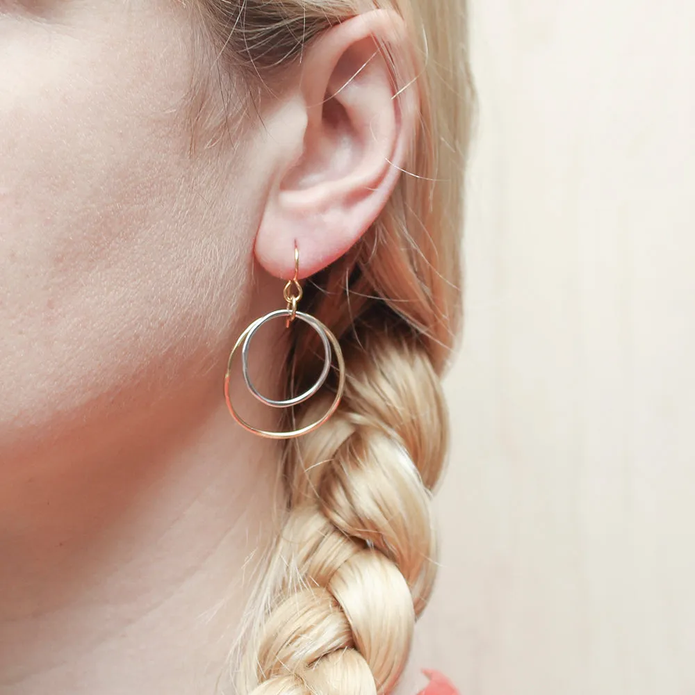 Hammered Tiered Hoops Wire Earring