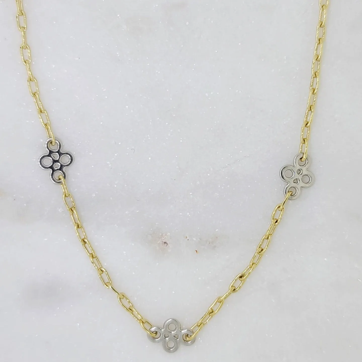 Handnade By The Yard Platinum & 18k Gold Necklace