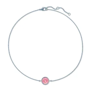 Harley Chain Bracelet with Pink Light Rose Round Crystals from Swarovski Silver Toned Rhodium Plated