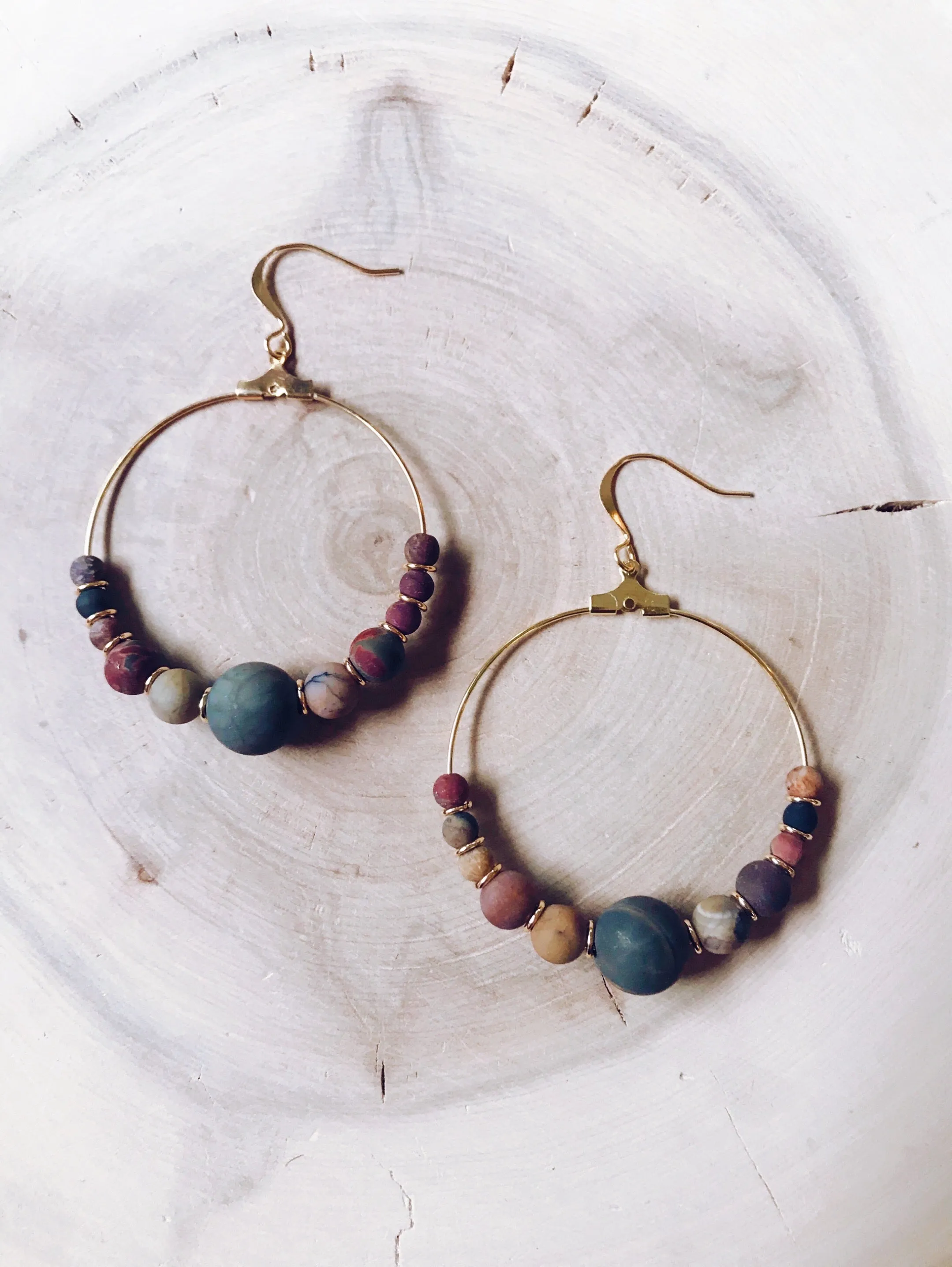 Harmony Gold-Plated Gemstone Hoop Earrings