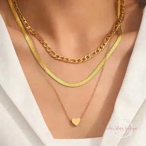 Heart & Soul 18k Gold Plated Necklace Set of 3 in Gold