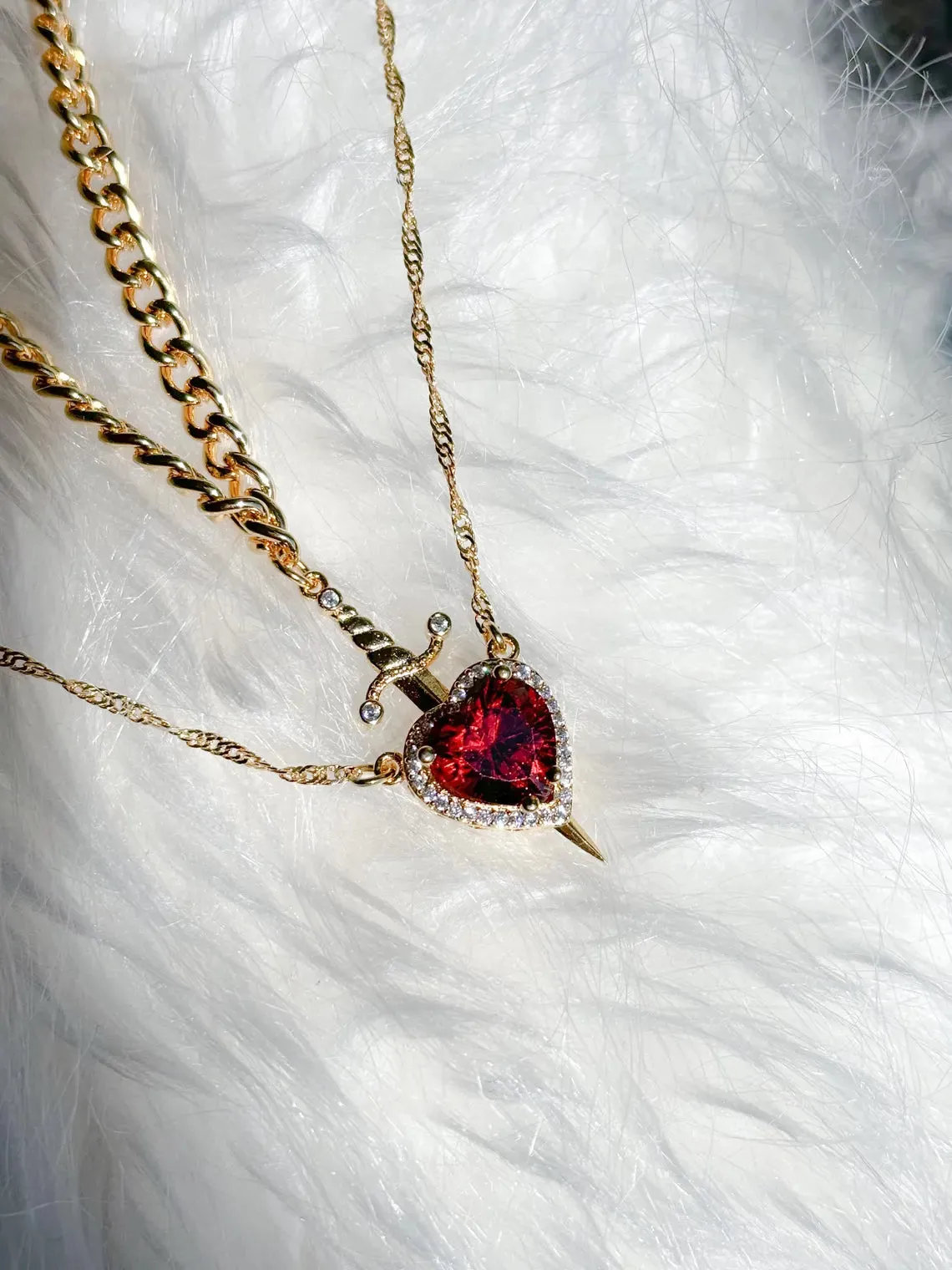 Heart and Sword Necklaces