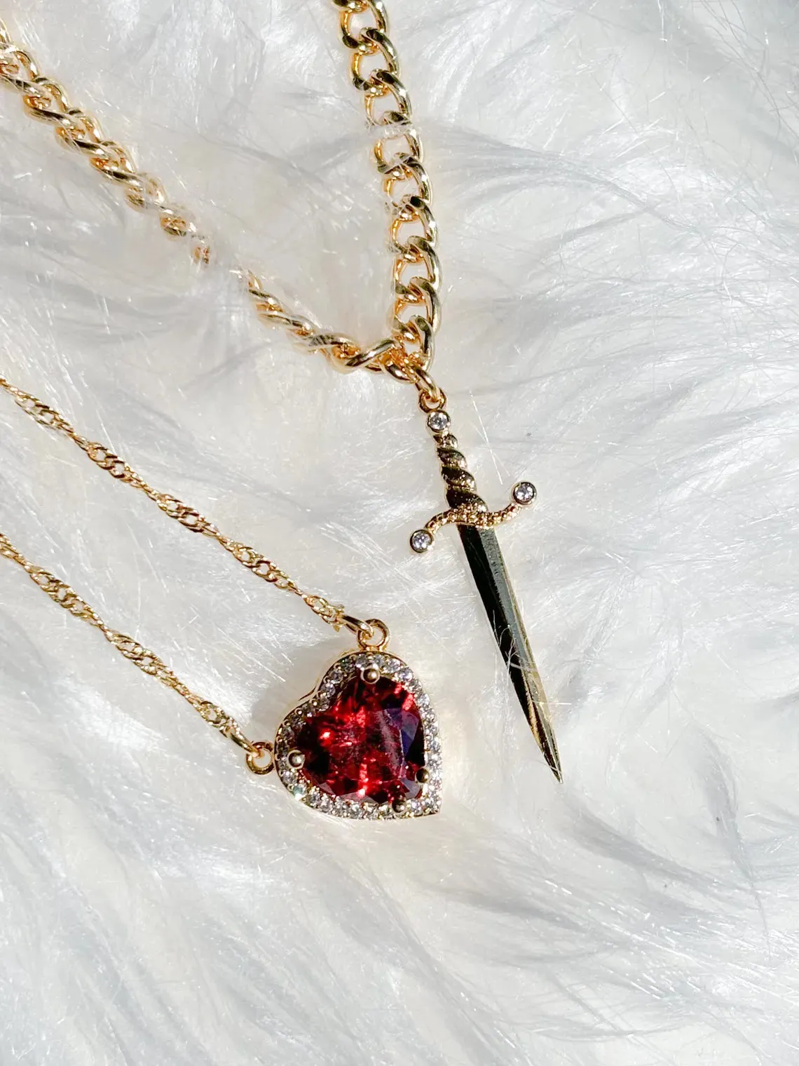 Heart and Sword Necklaces