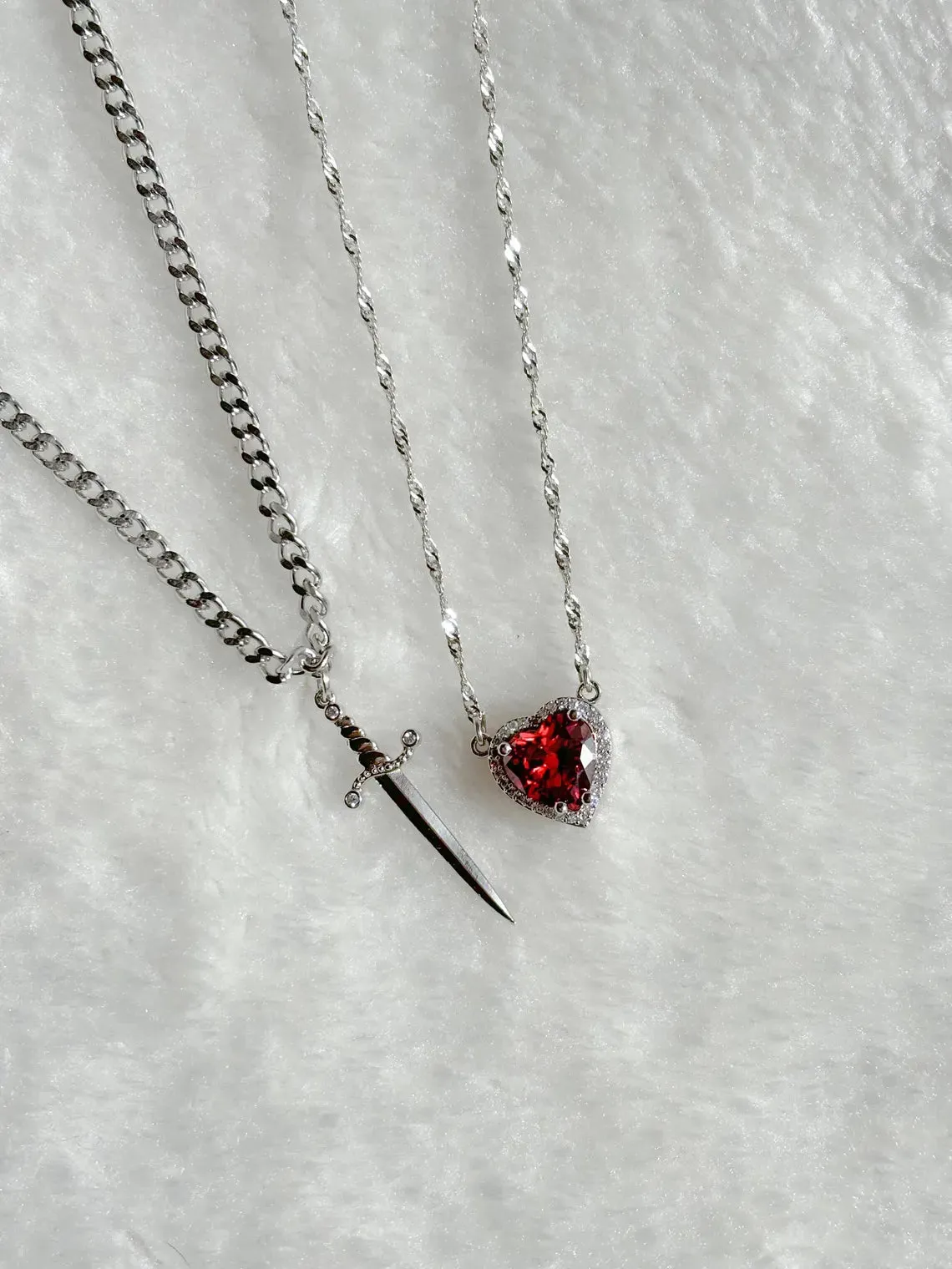 Heart and Sword Necklaces