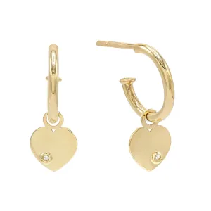 Heart Dangle Hoop Earring 14K