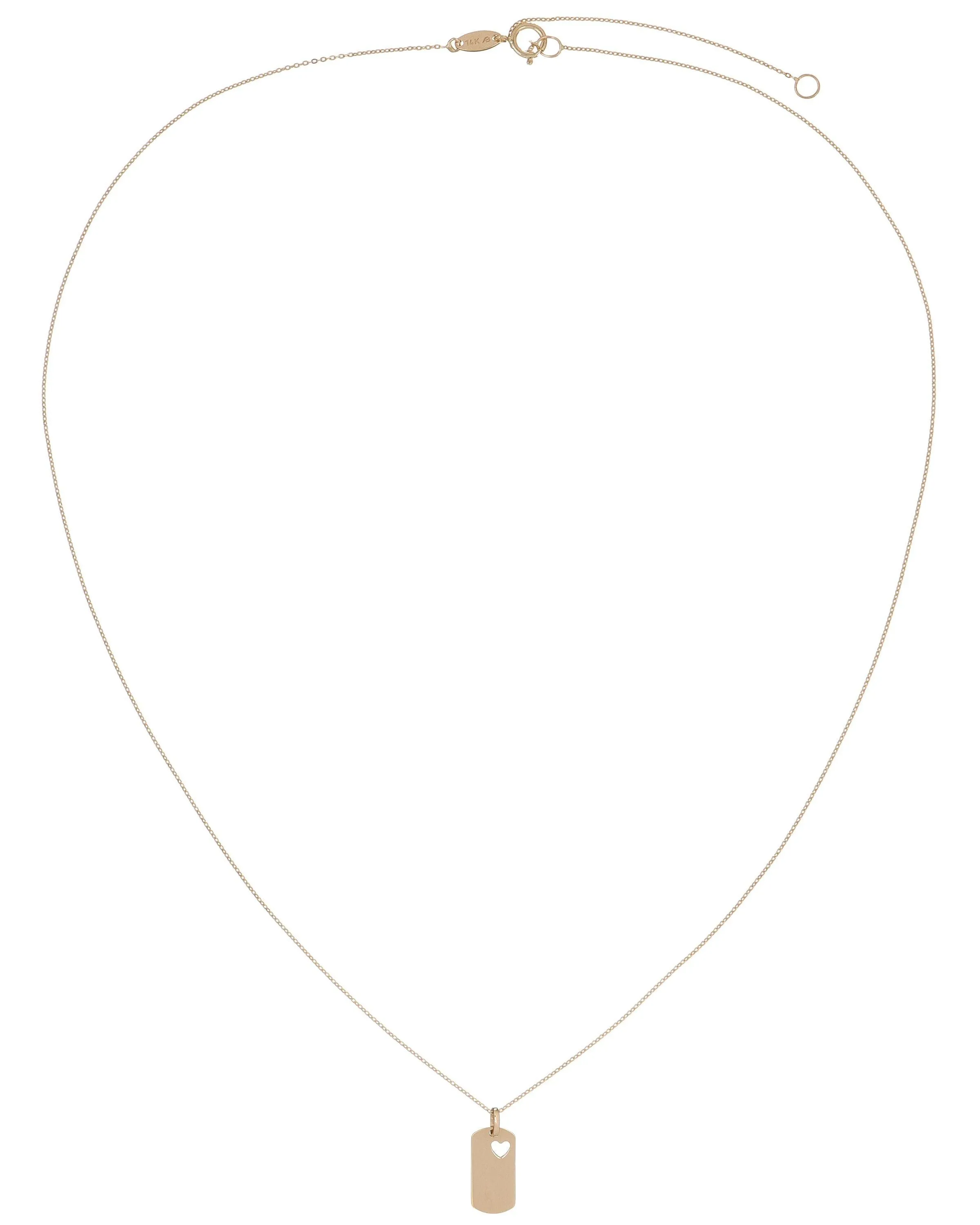 Heart Dog Tag Necklace 14K