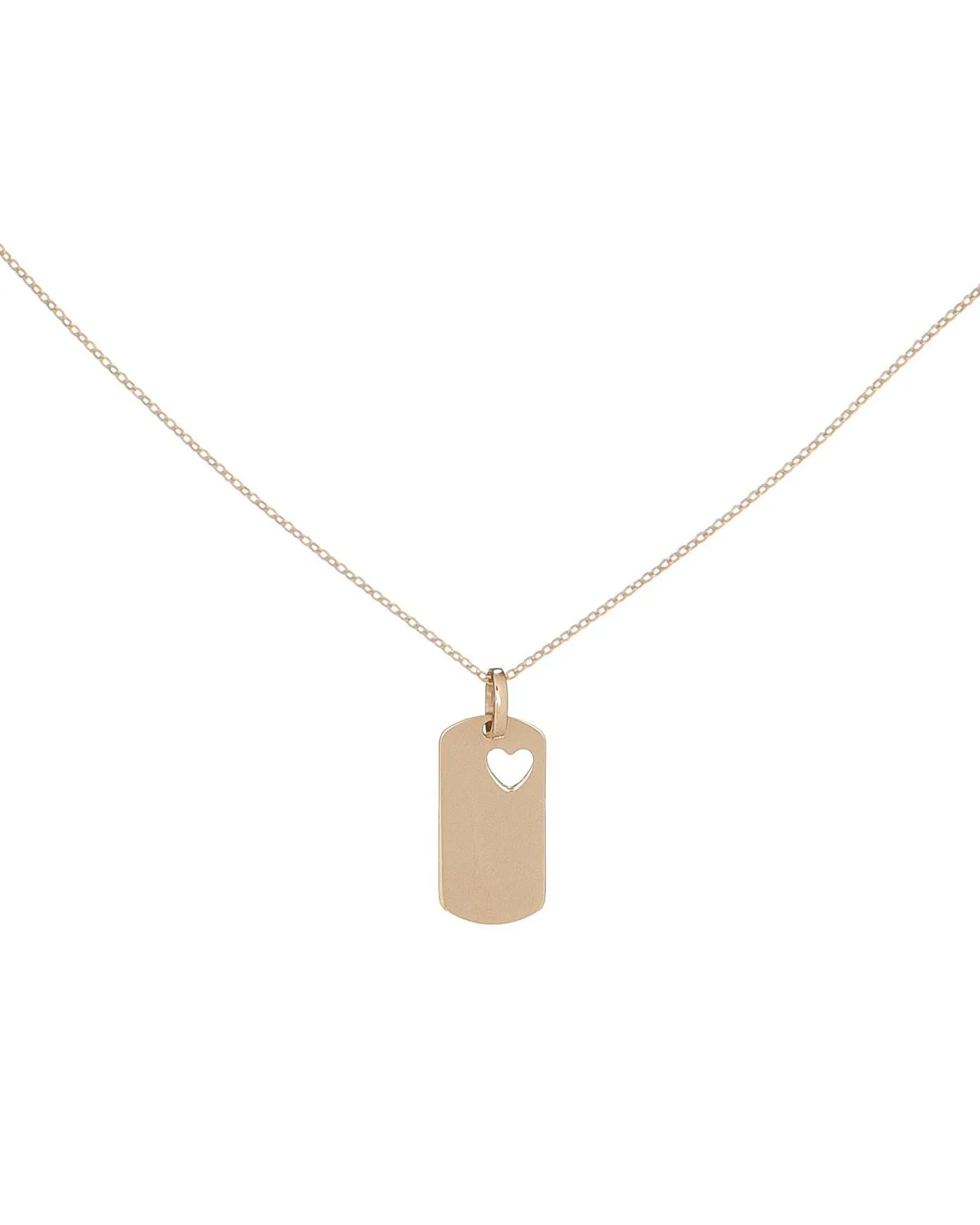 Heart Dog Tag Necklace 14K