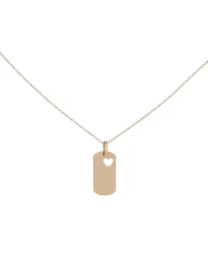 Heart Dog Tag Necklace 14K