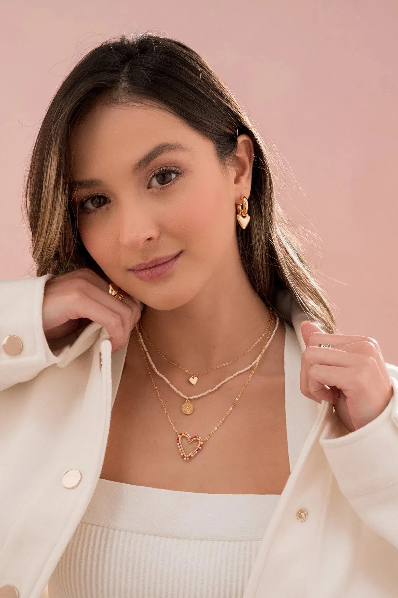 Heart Necklace Set   Earrings