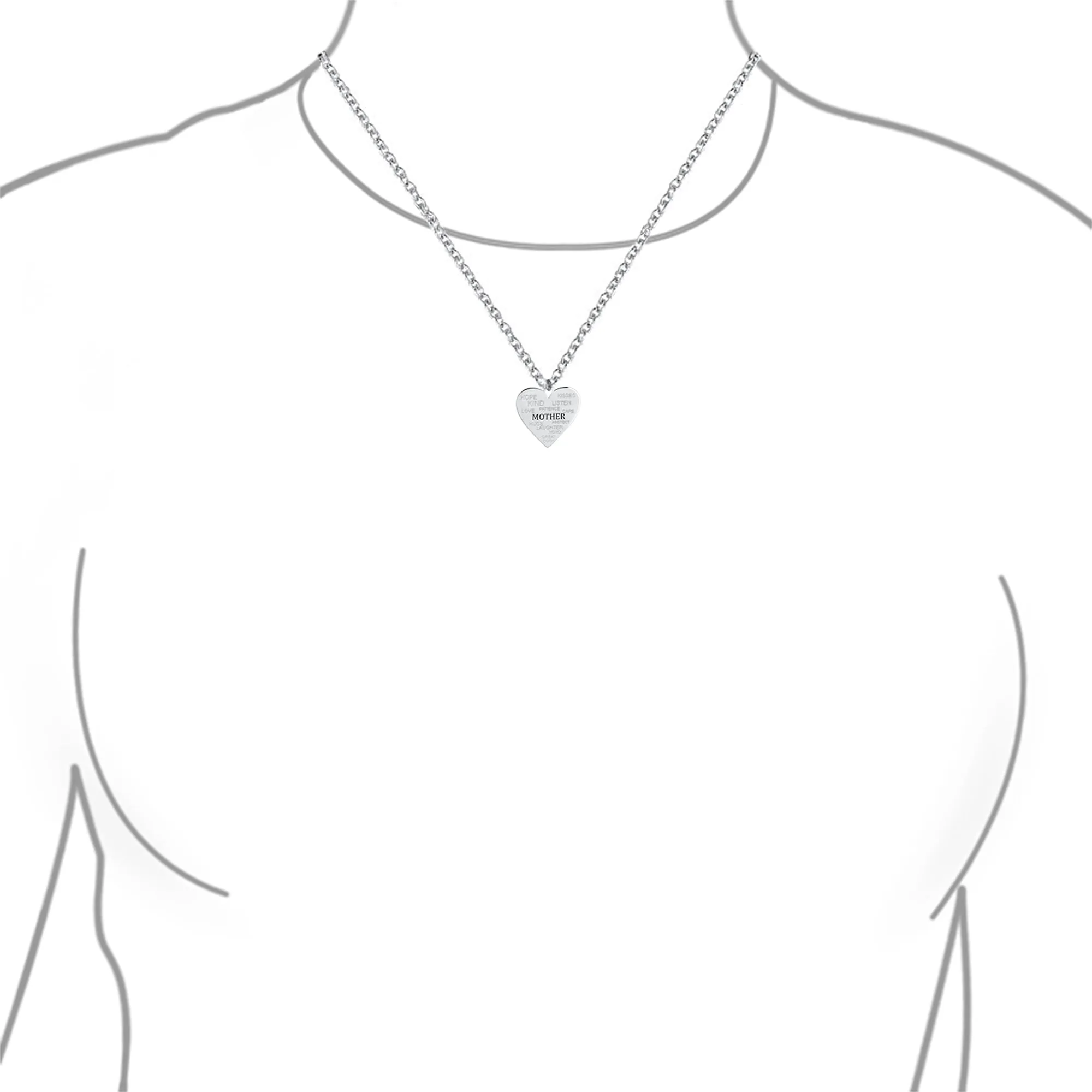 Heart Pendant Necklace with Inspirational Message for Mom in Sterling Silver
