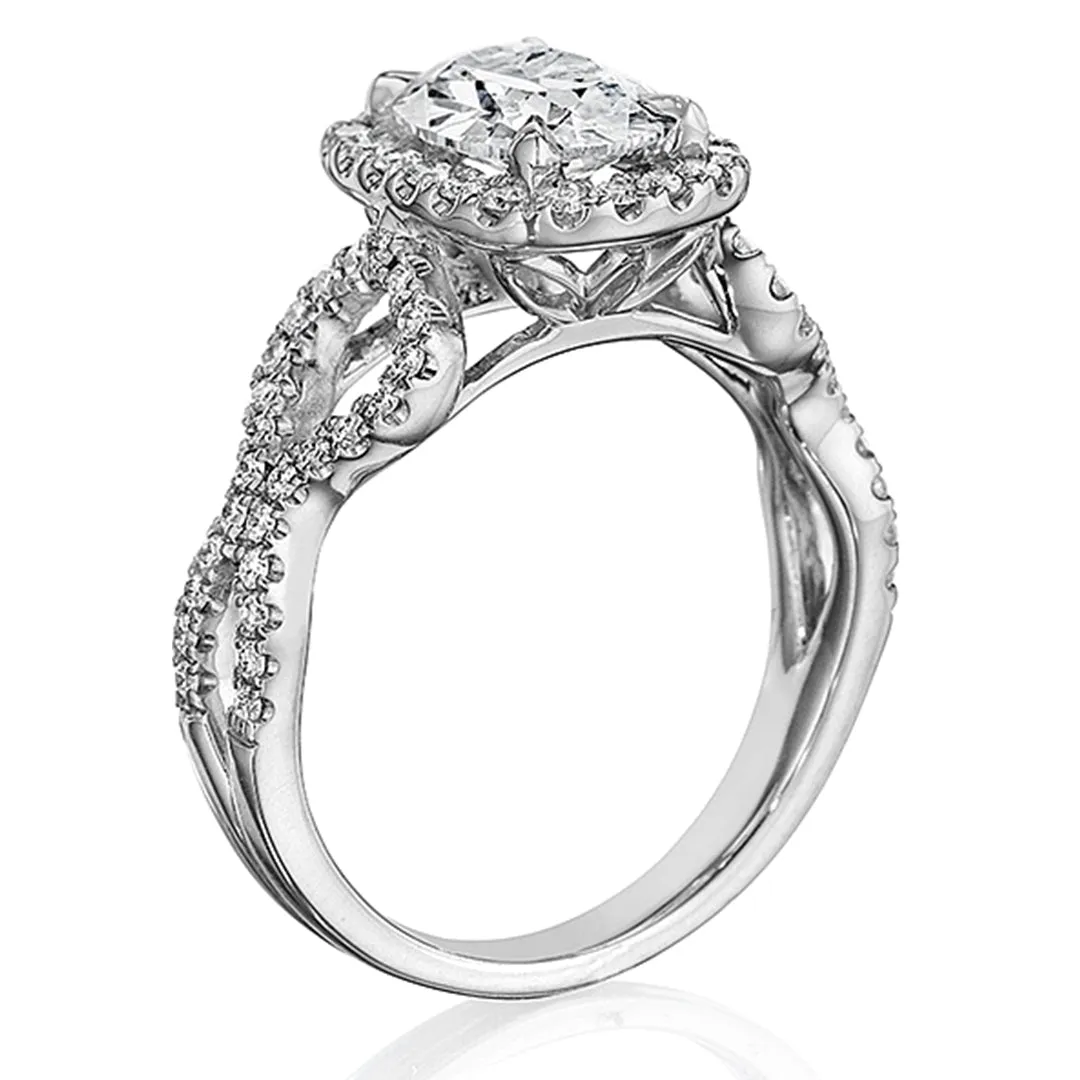 Henri Daussi Twist Shank Diamond Engagement Ring
