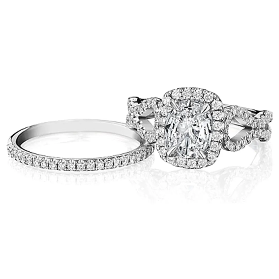 Henri Daussi Twist Shank Diamond Engagement Ring