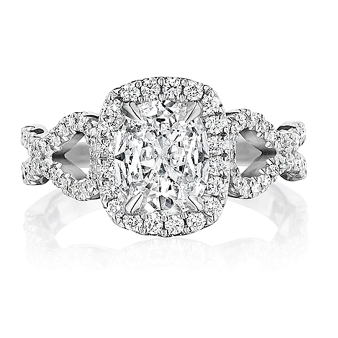 Henri Daussi Twist Shank Diamond Engagement Ring