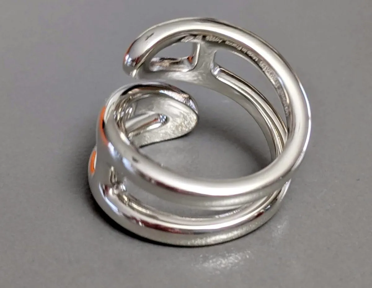 Hermes [J17] Women Shiny Sterling Silver 925 TWIST Chaine D'ancre Ring Sz 50 BNIB!