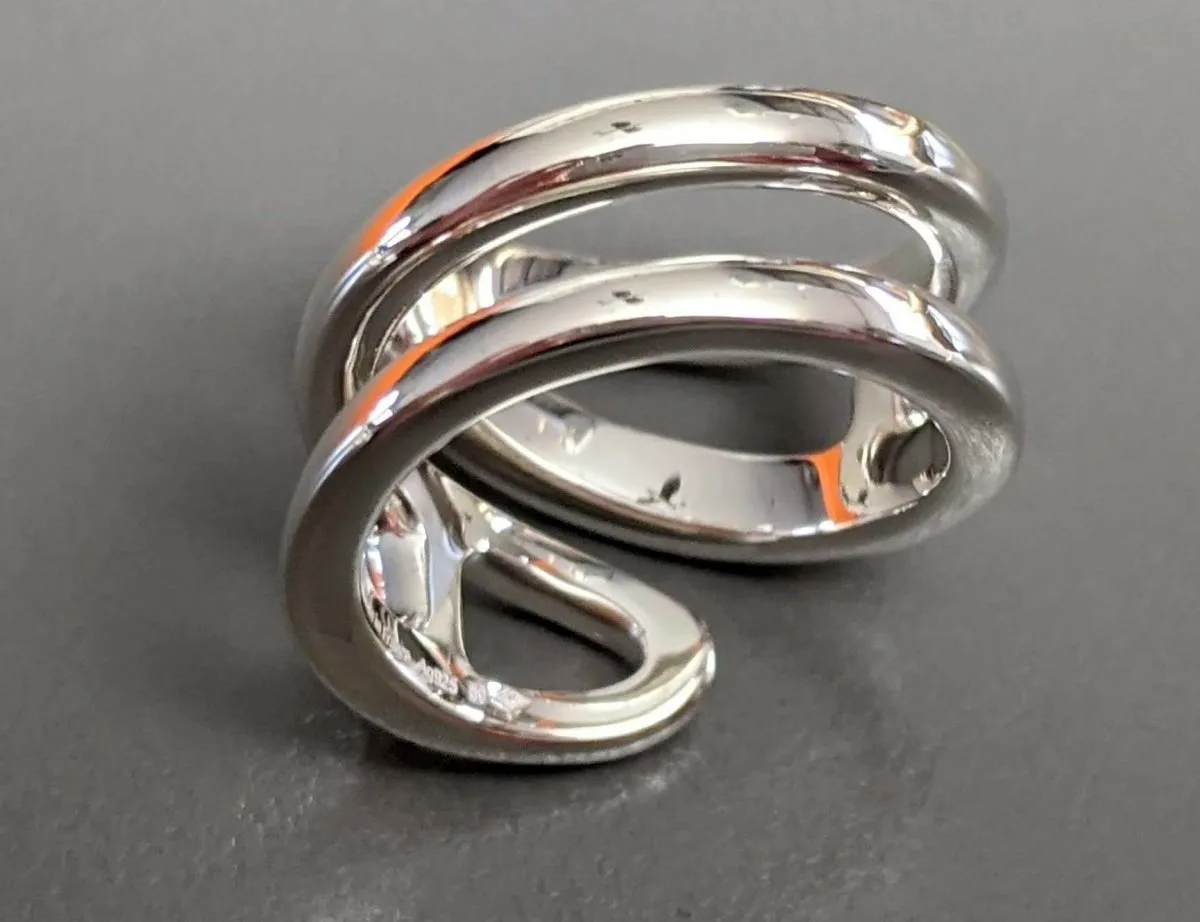 Hermes [J17] Women Shiny Sterling Silver 925 TWIST Chaine D'ancre Ring Sz 50 BNIB!