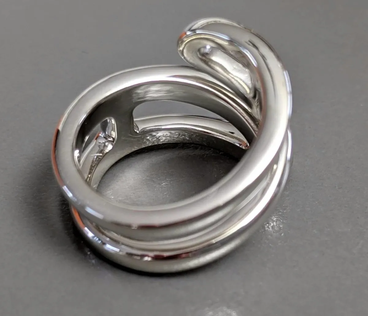 Hermes [J17] Women Shiny Sterling Silver 925 TWIST Chaine D'ancre Ring Sz 50 BNIB!