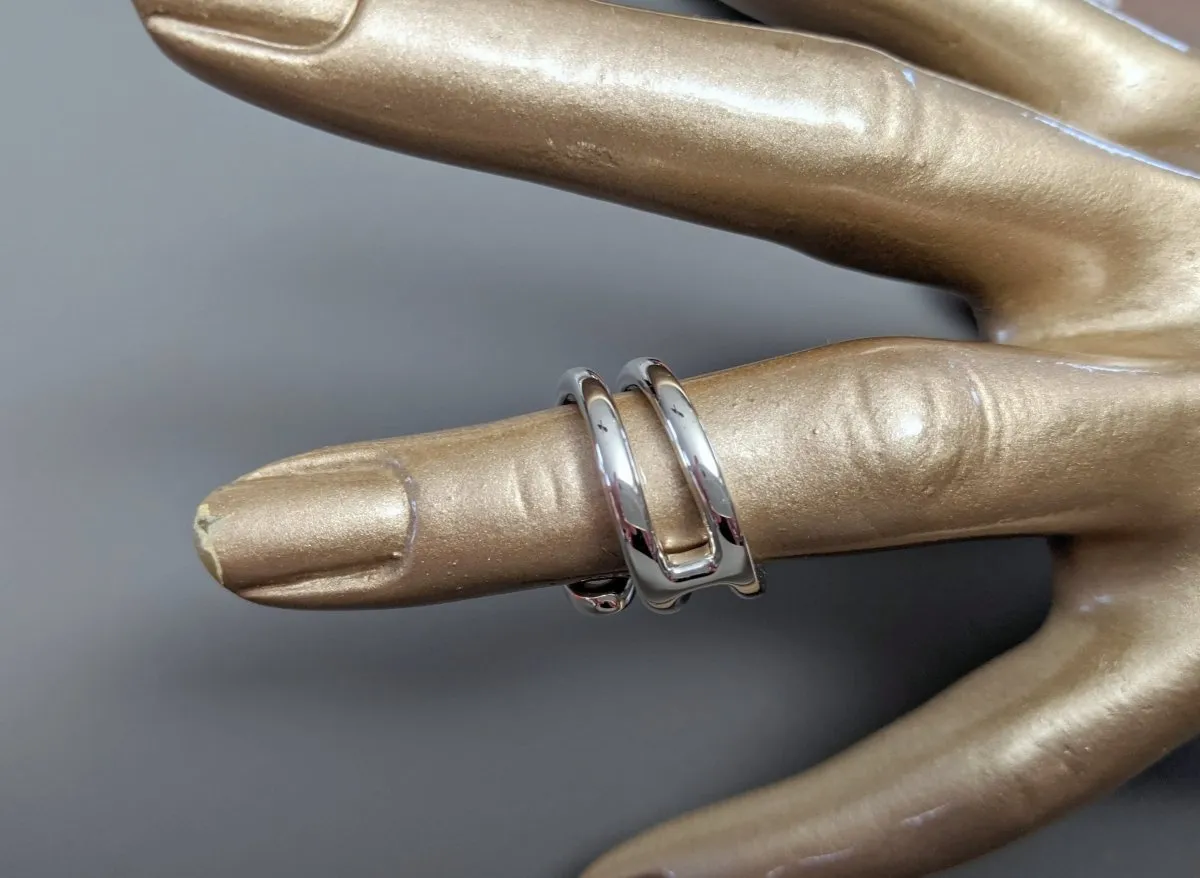 Hermes [J17] Women Shiny Sterling Silver 925 TWIST Chaine D'ancre Ring Sz 50 BNIB!