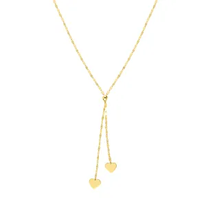 High Polished Heart Adjustable Lariat Necklace