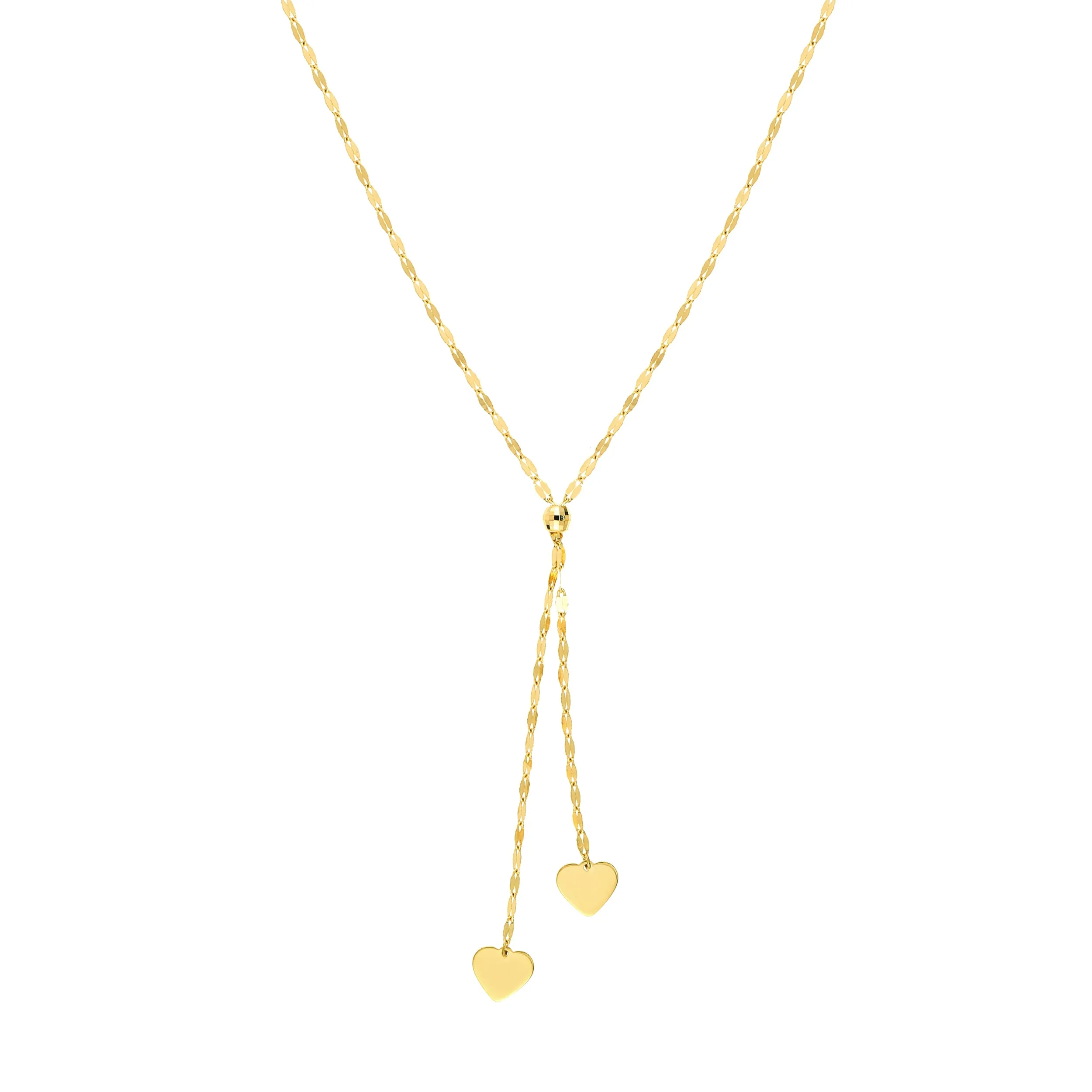 High Polished Heart Adjustable Lariat Necklace