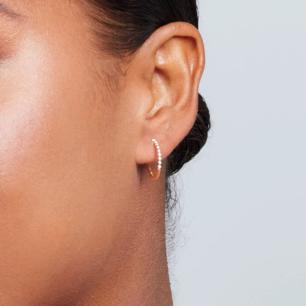 Hoop Earrings with 0.05ct of Diamonds in 9ct Rose Gold