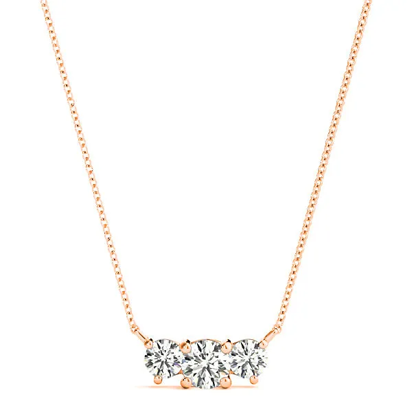 Horizontal 0.50 ctw Diamond Three Stone Necklace Pendant