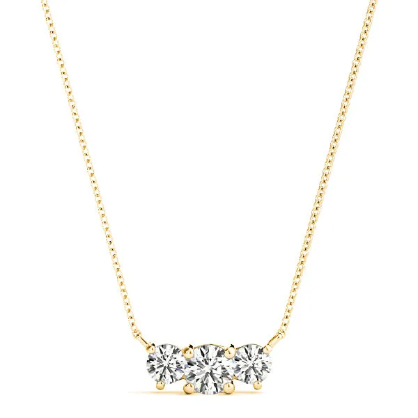 Horizontal 0.50 ctw Diamond Three Stone Necklace Pendant
