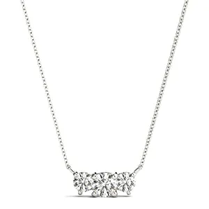 Horizontal 0.50 ctw Diamond Three Stone Necklace Pendant