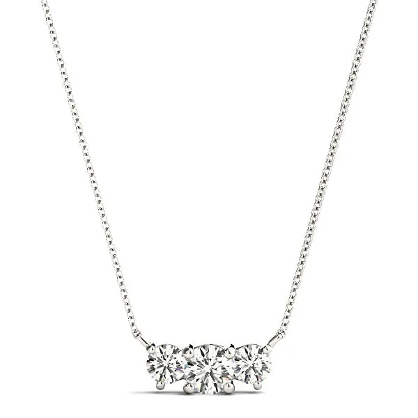 Horizontal 0.50 ctw Diamond Three Stone Necklace Pendant