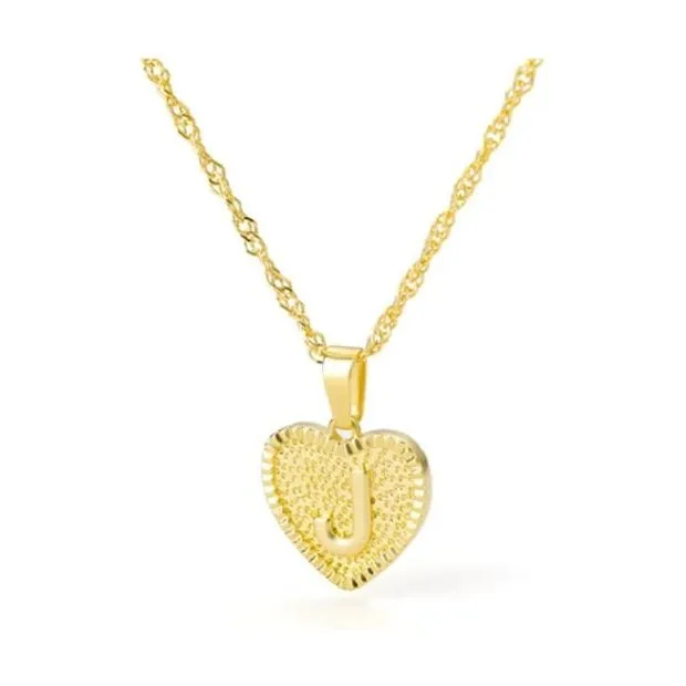 Initial letter heart pendant necklace