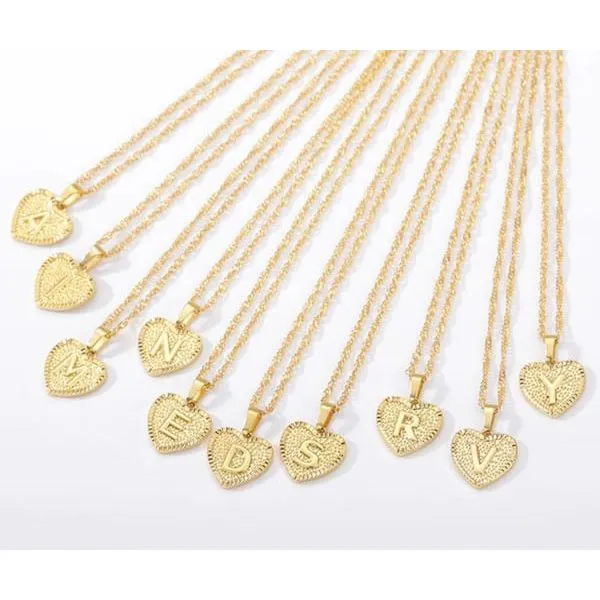 Initial letter heart pendant necklace