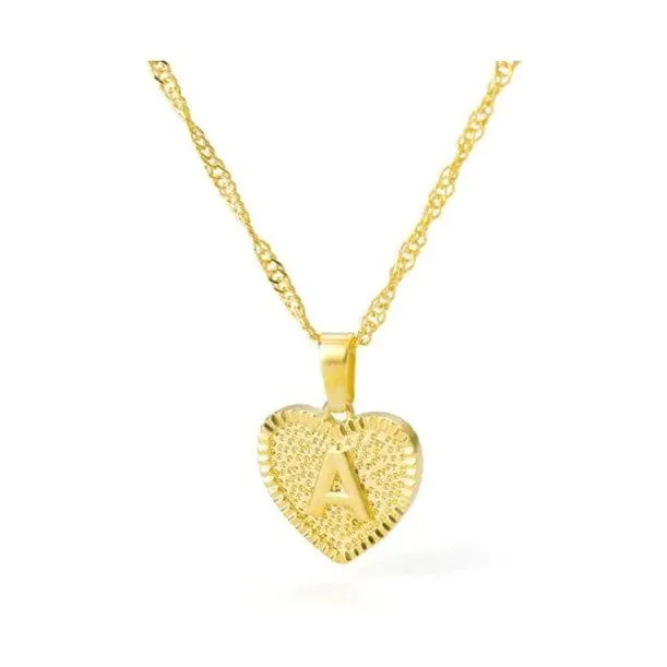 Initial letter heart pendant necklace