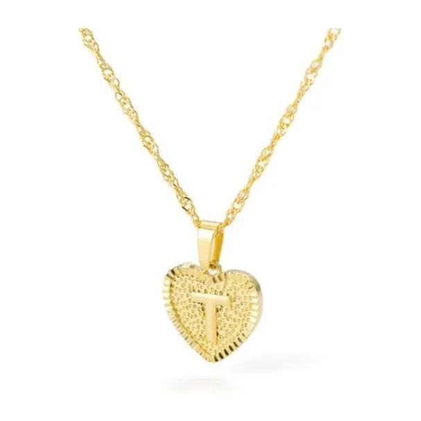 Initial letter heart pendant necklace