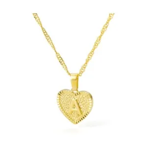 Initial letter heart pendant necklace